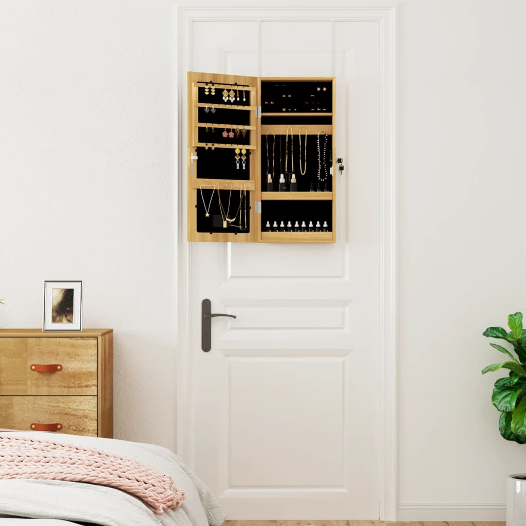 Mirror Jewelry Cabinet with LED Lighting Wall-mounted