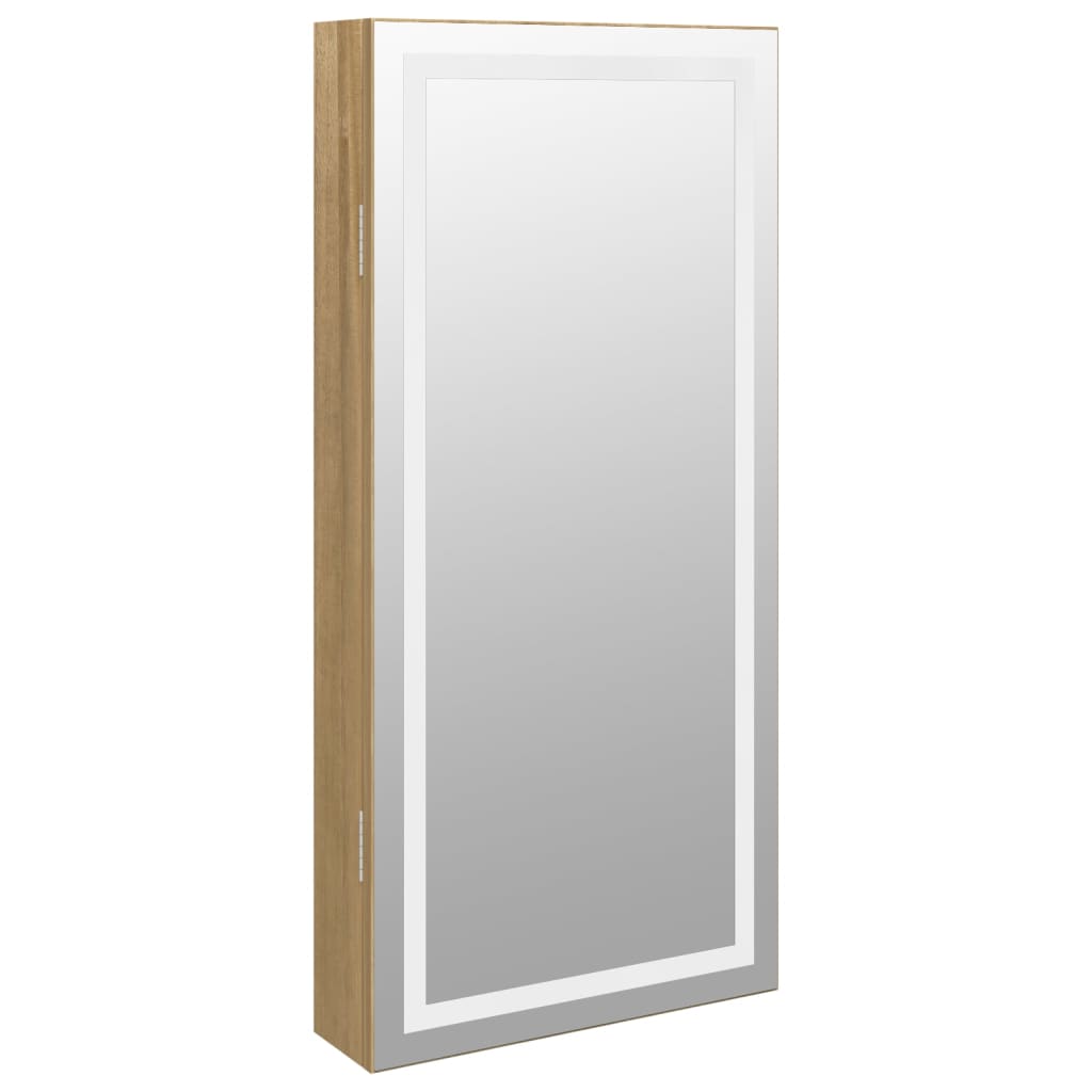 Mirror Jewelry Cabinet with LED Lighting Wall-mounted