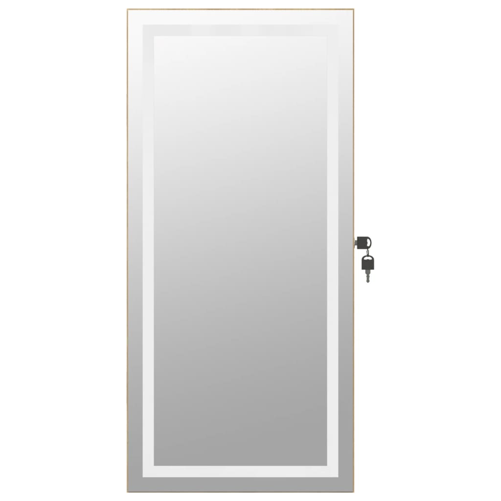 Mirror Jewelry Cabinet with LED Lighting Wall-mounted