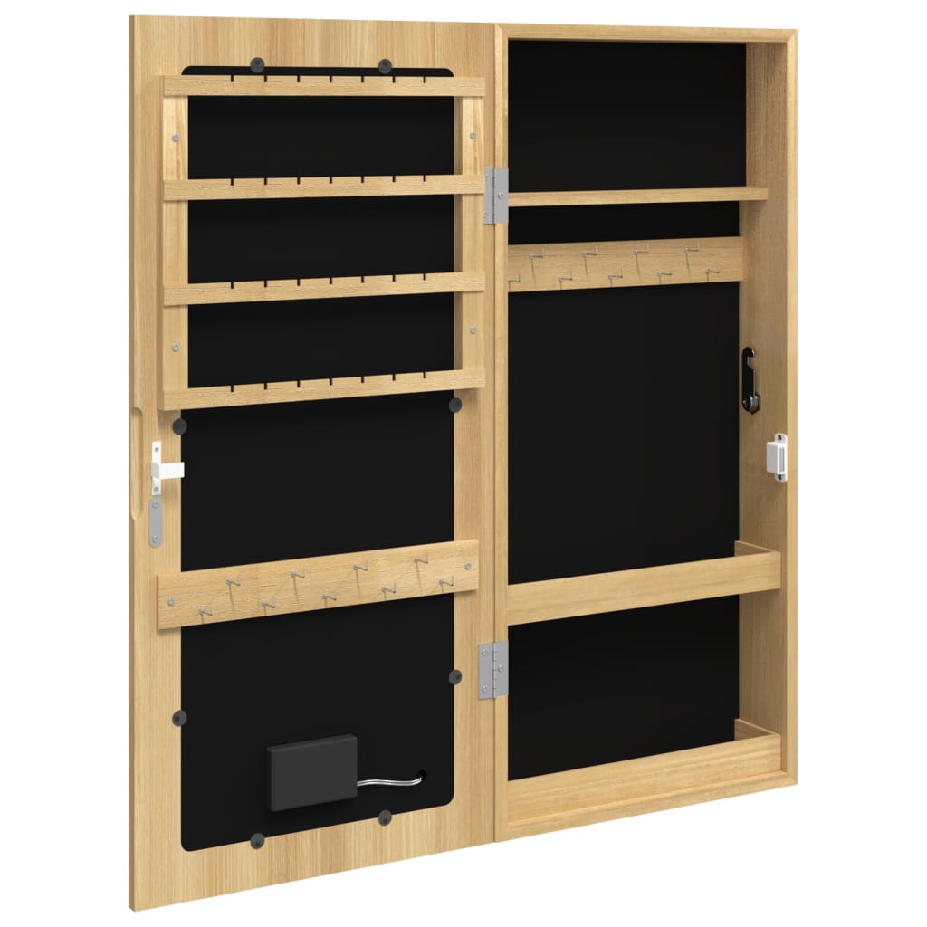 Mirror Jewelry Cabinet with LED Lighting Wall-mounted