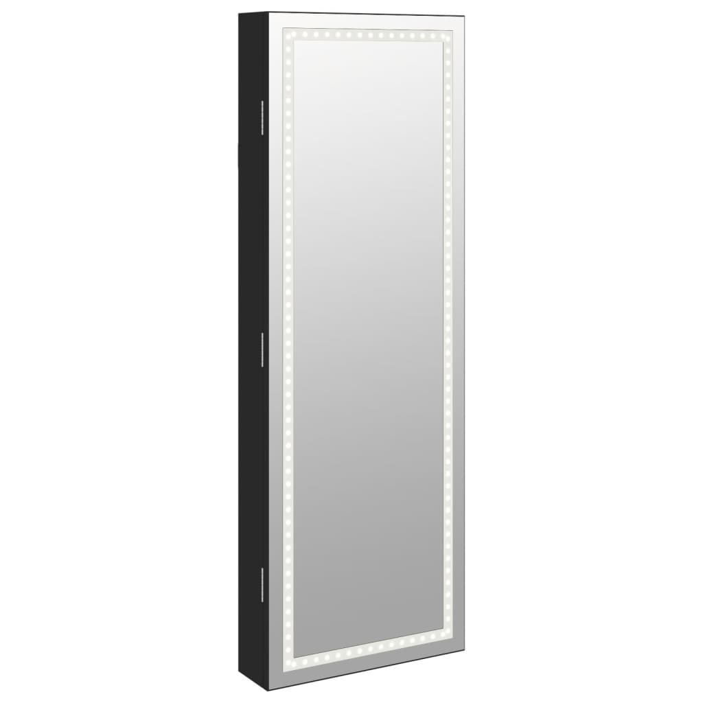 Armoire à bijoux miroir avec éclairage LED Montage mural Noir
