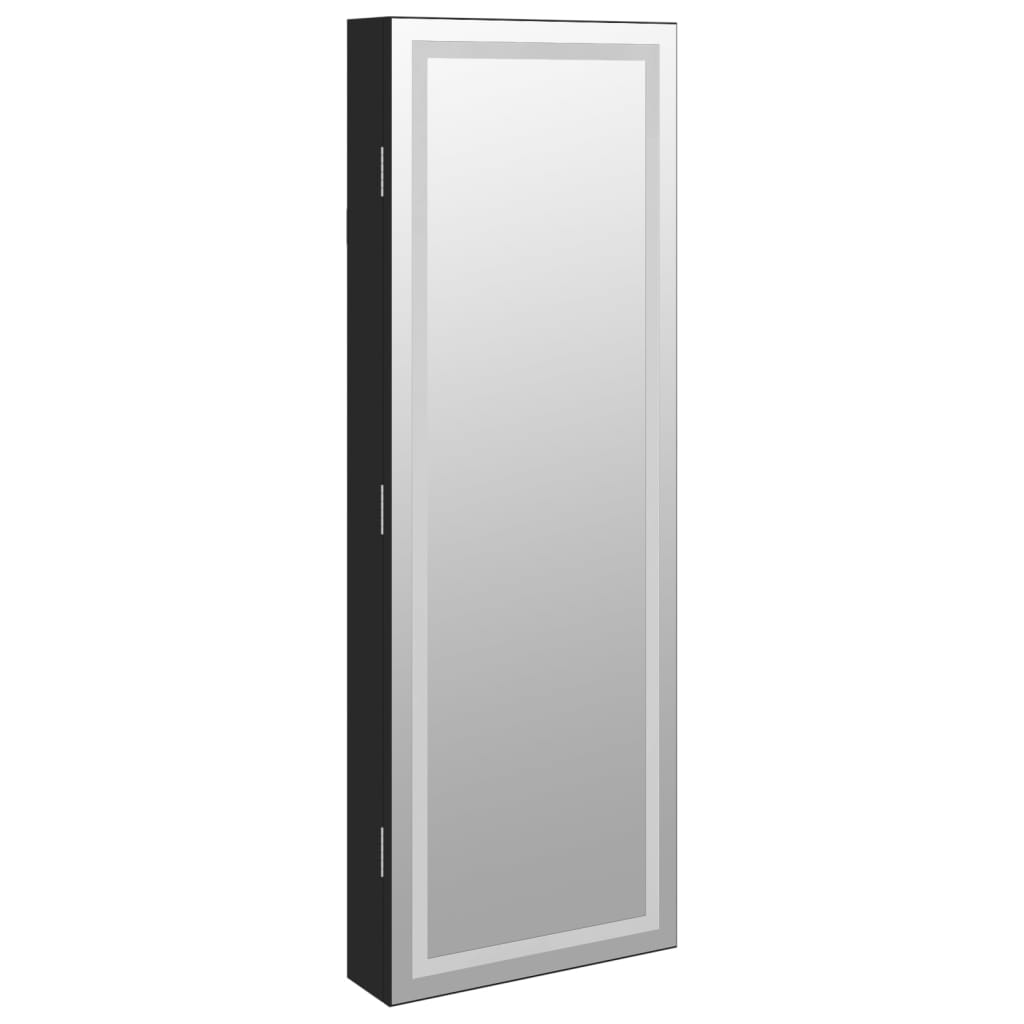 Armoire à bijoux miroir avec éclairage LED Montage mural Noir