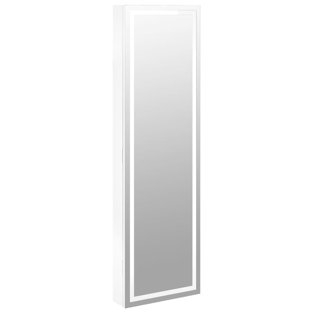 Armoire à bijoux miroir avec éclairage LED Montage mural Blanc