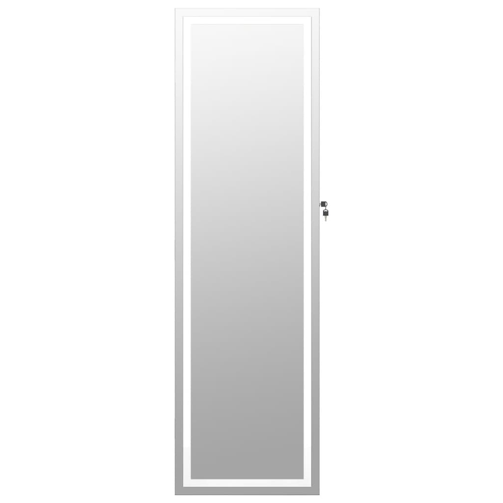 Armoire à bijoux miroir avec éclairage LED Montage mural Blanc