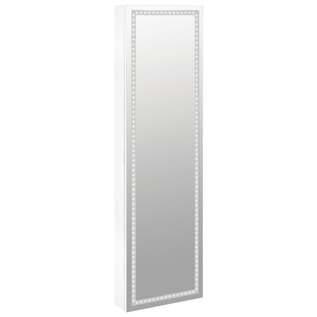 Armoire à bijoux miroir avec éclairage LED Montage mural Blanc