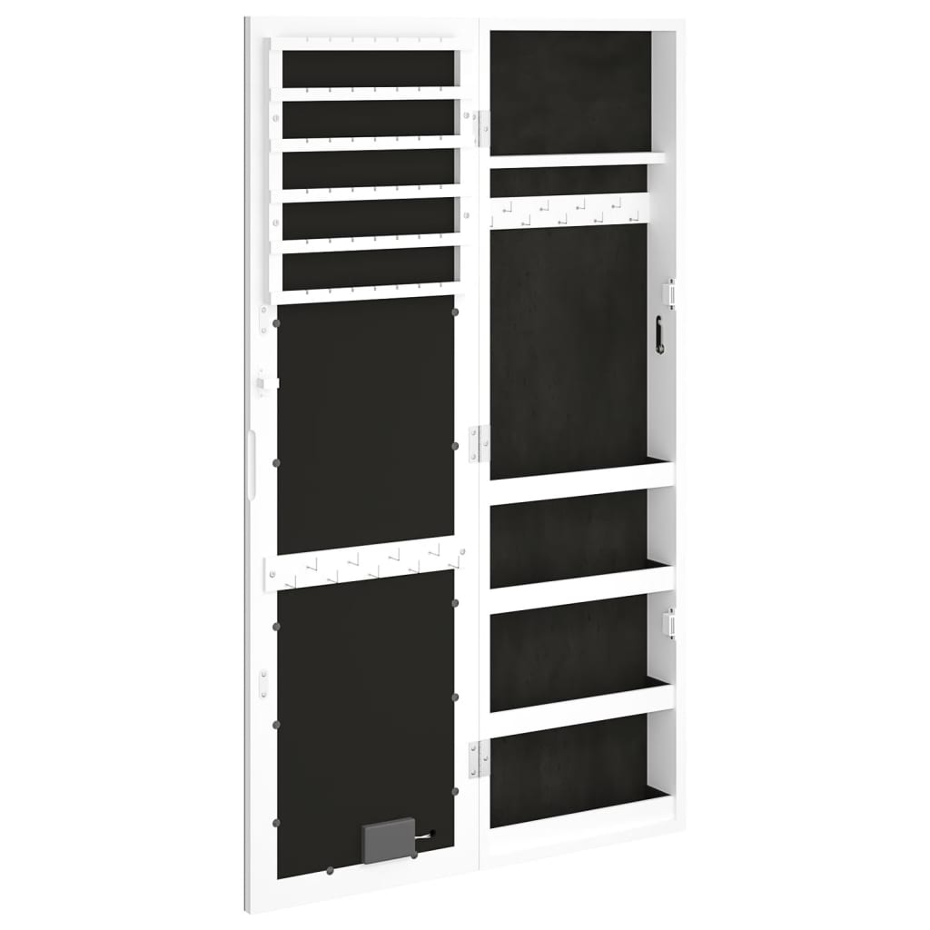 Armoire à bijoux miroir avec éclairage LED Montage mural Blanc