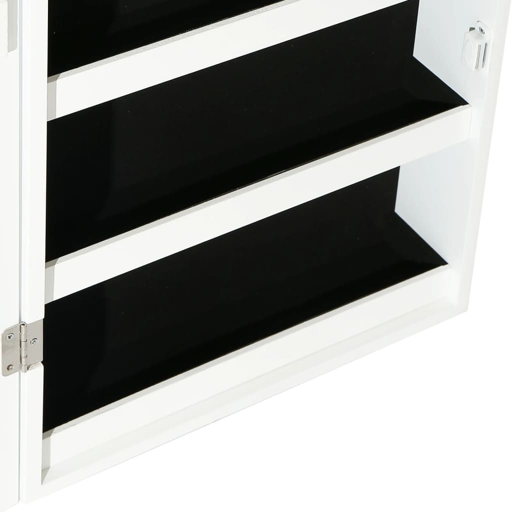 Armoire à bijoux miroir avec éclairage LED Montage mural Blanc