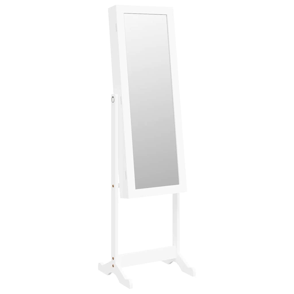 Jewelry Cabinet with Mirror & LED Lighting Freestanding White