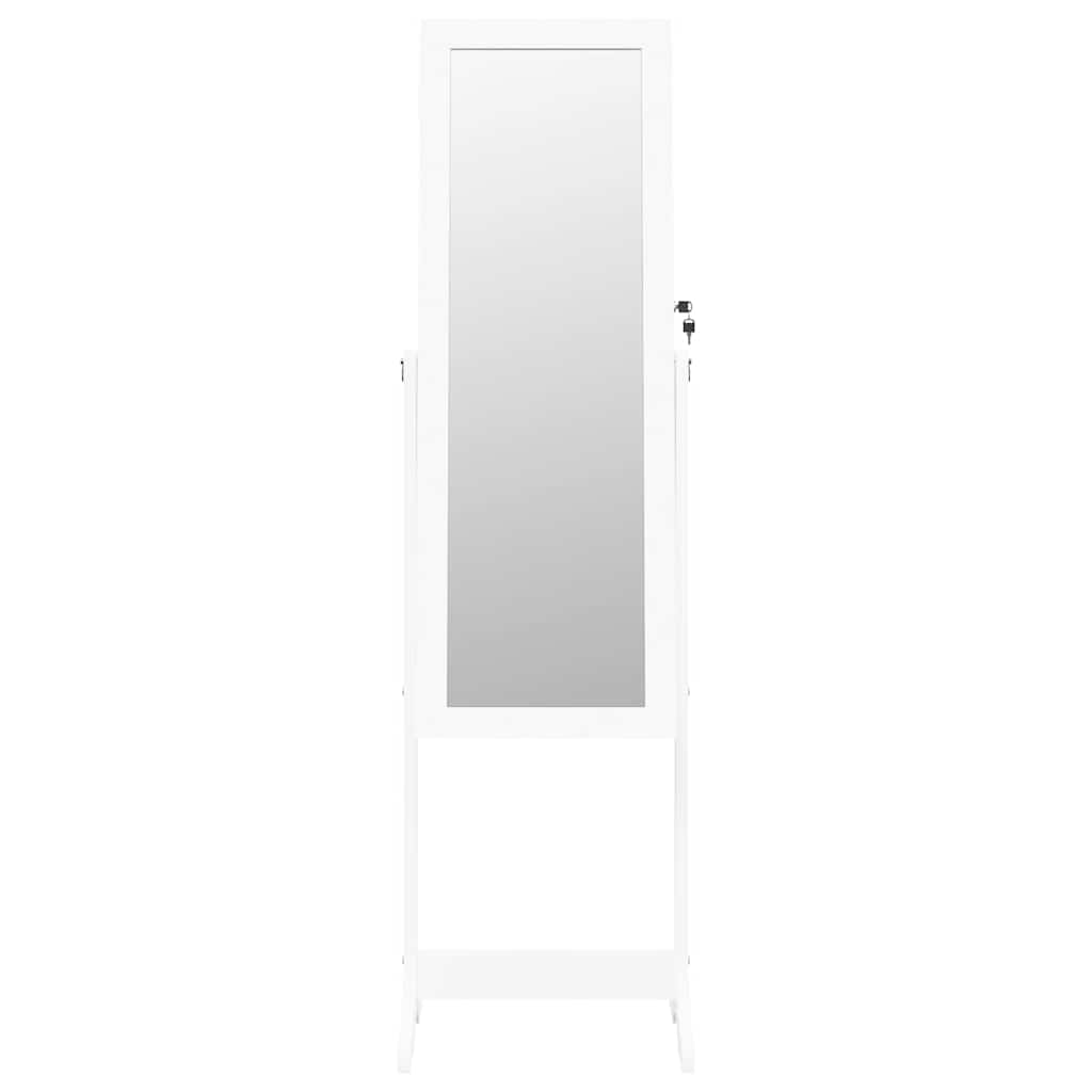 Jewelry Cabinet with Mirror & LED Lighting Freestanding White