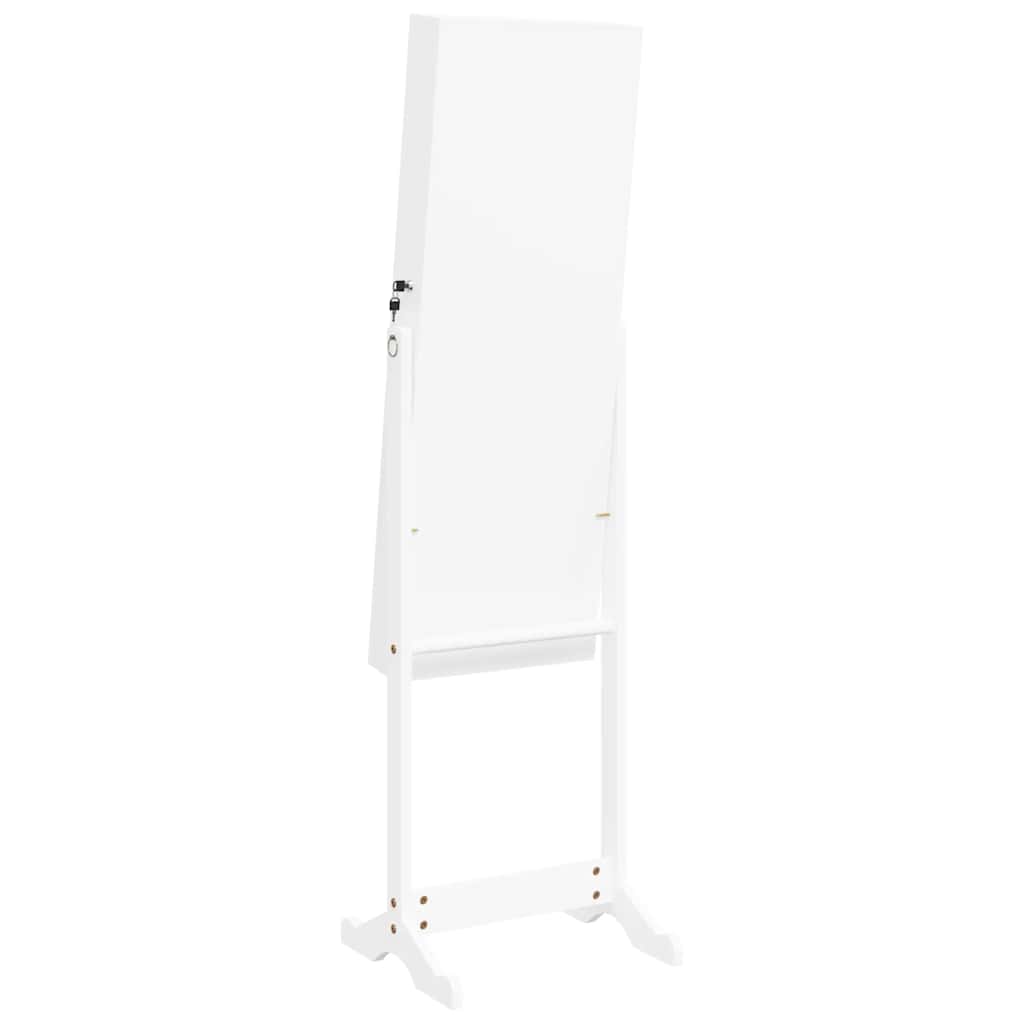 Jewelry Cabinet with Mirror & LED Lighting Freestanding White