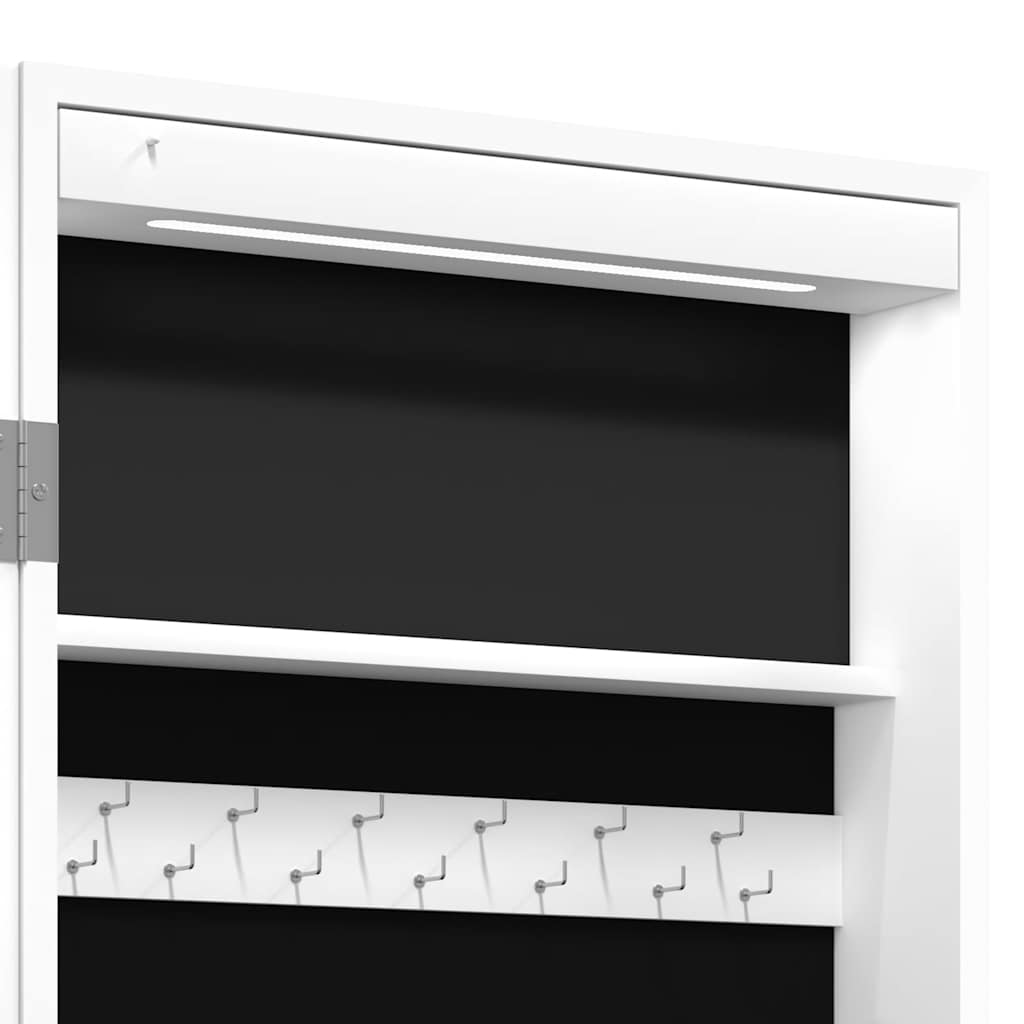 Jewelry Cabinet with Mirror & LED Lighting Freestanding White