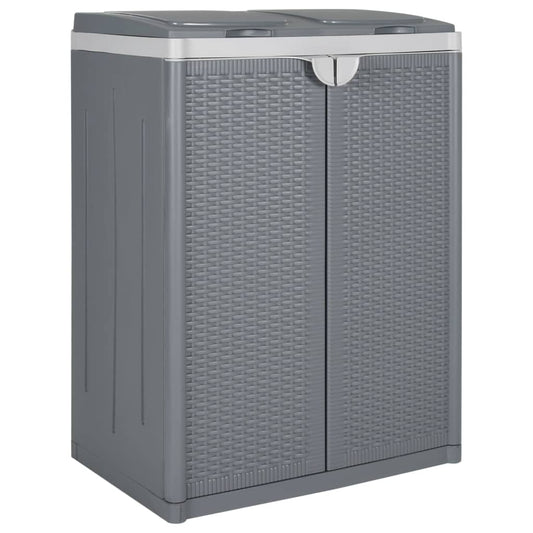Waste Bin with 2 Flaps Grey 65x45x88 cm PP
