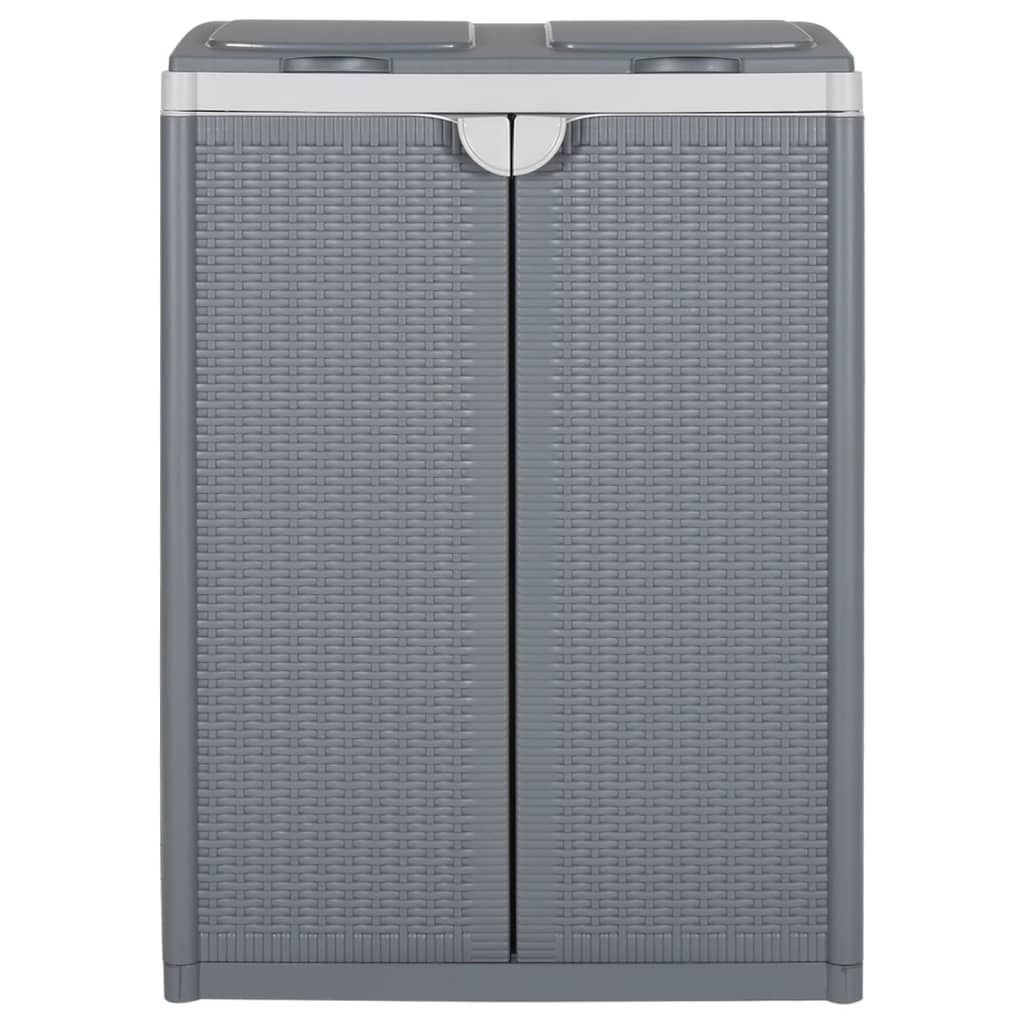 Poubelle avec 2 couvercles Gris 65x45x88 cm PP