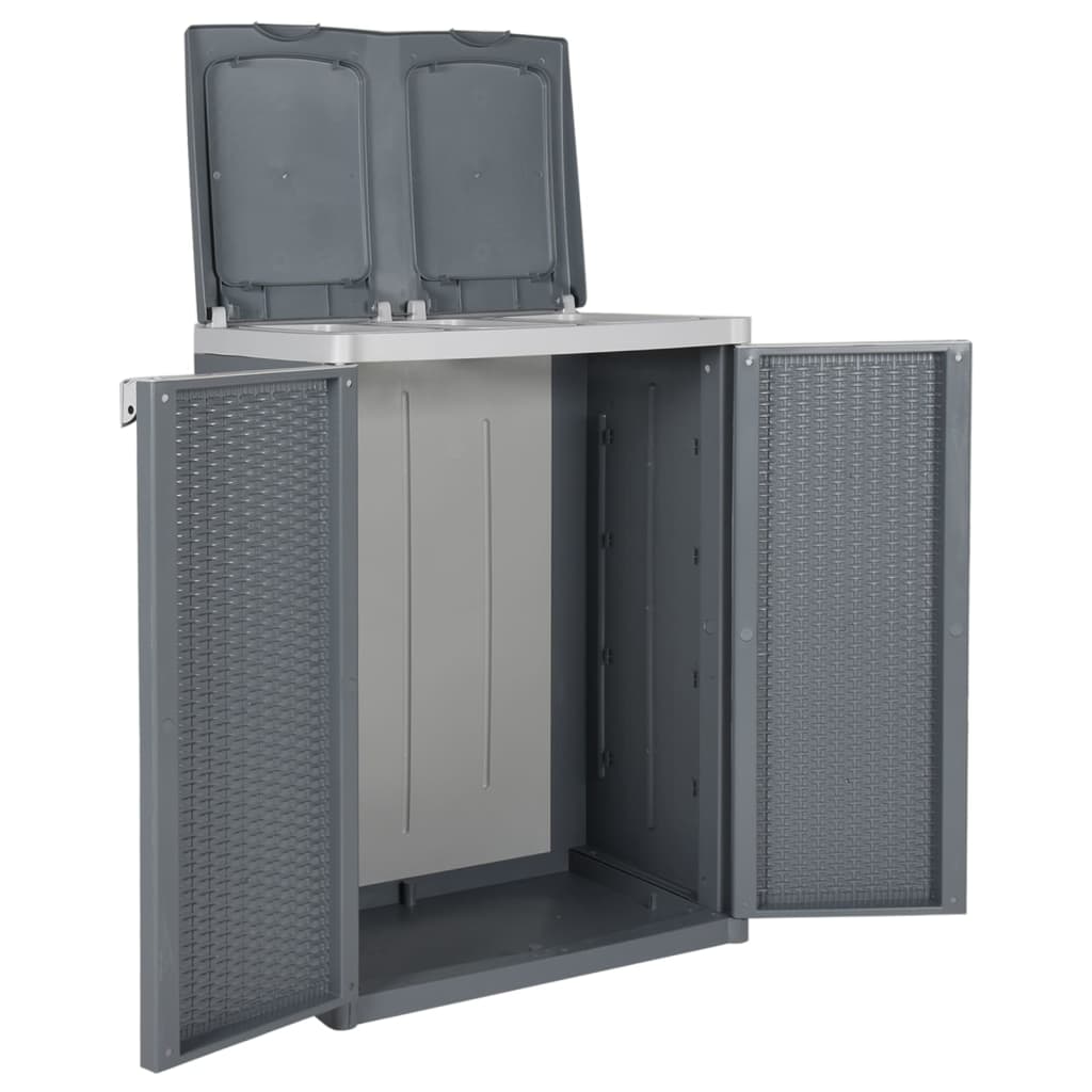 Poubelle avec 2 couvercles Gris 65x45x88 cm PP