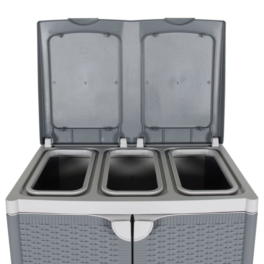 Poubelle avec 2 couvercles Gris 65x45x88 cm PP