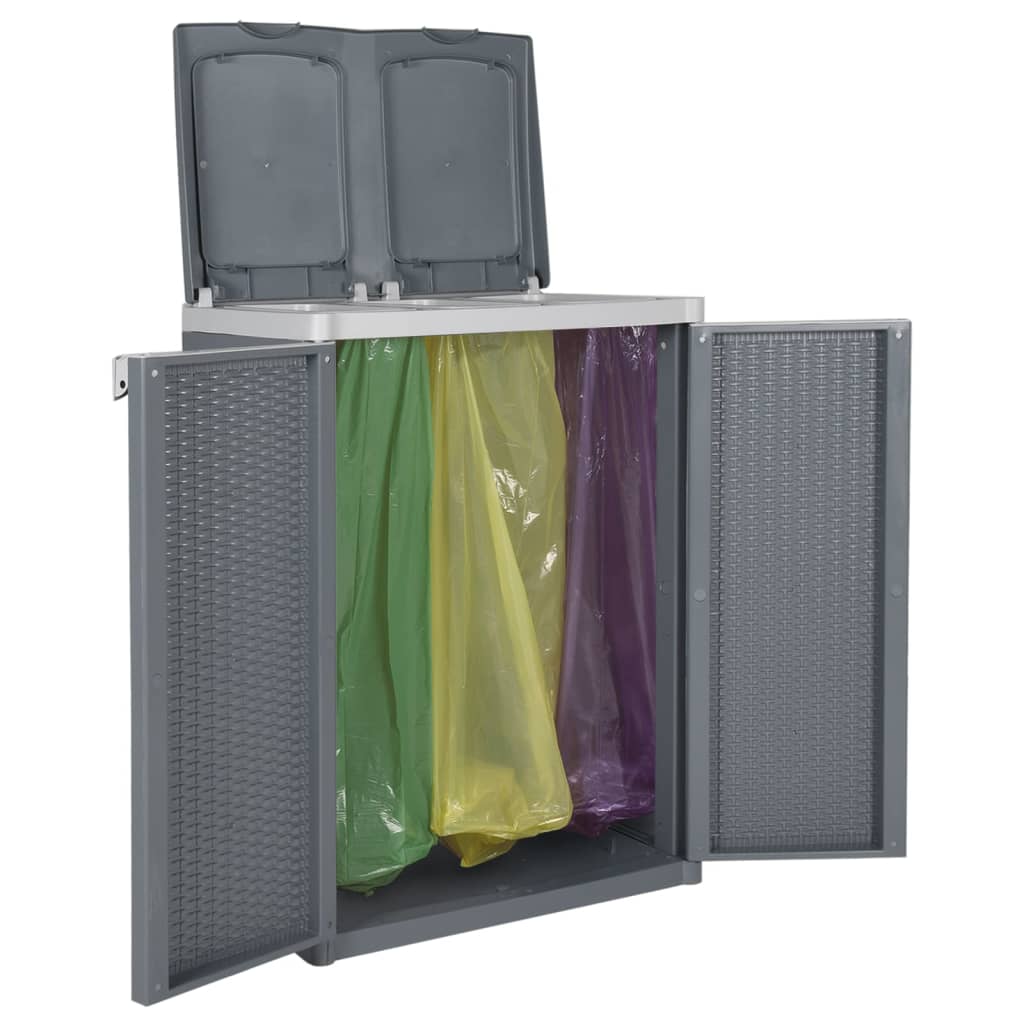 Poubelle avec 2 couvercles Gris 65x45x88 cm PP