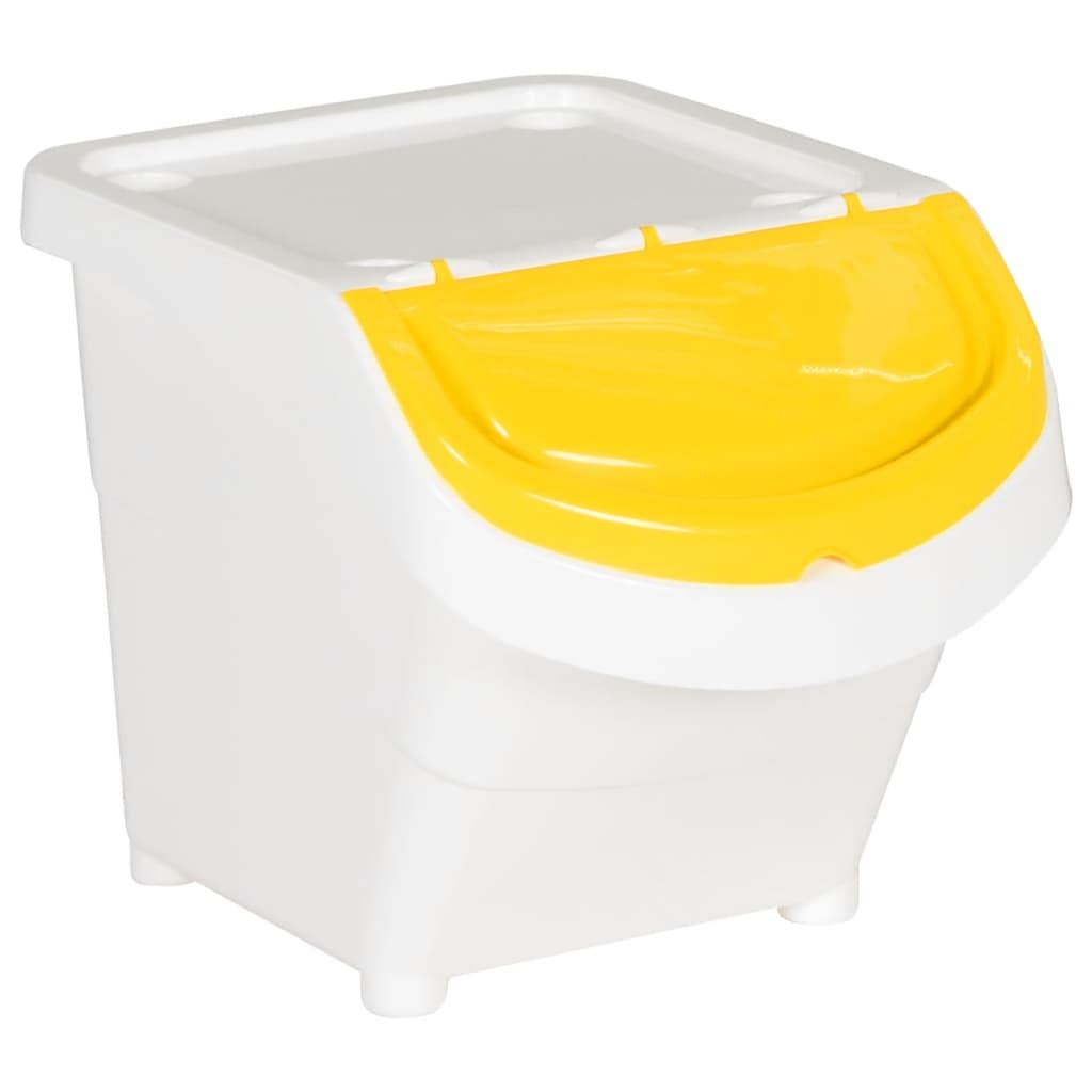Poubelles avec couvercles 3 pièces Empilables Blanc PP 78 L