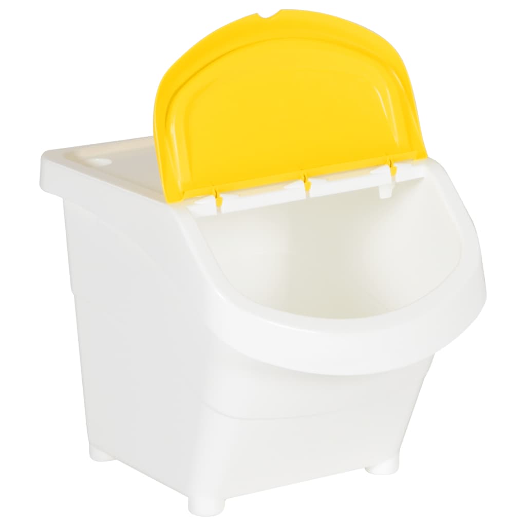 Poubelles avec couvercles 3 pièces Empilables Blanc PP 78 L