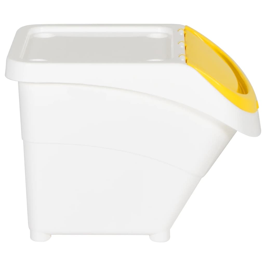 Poubelles avec couvercles 3 pièces Empilables Blanc PP 78 L