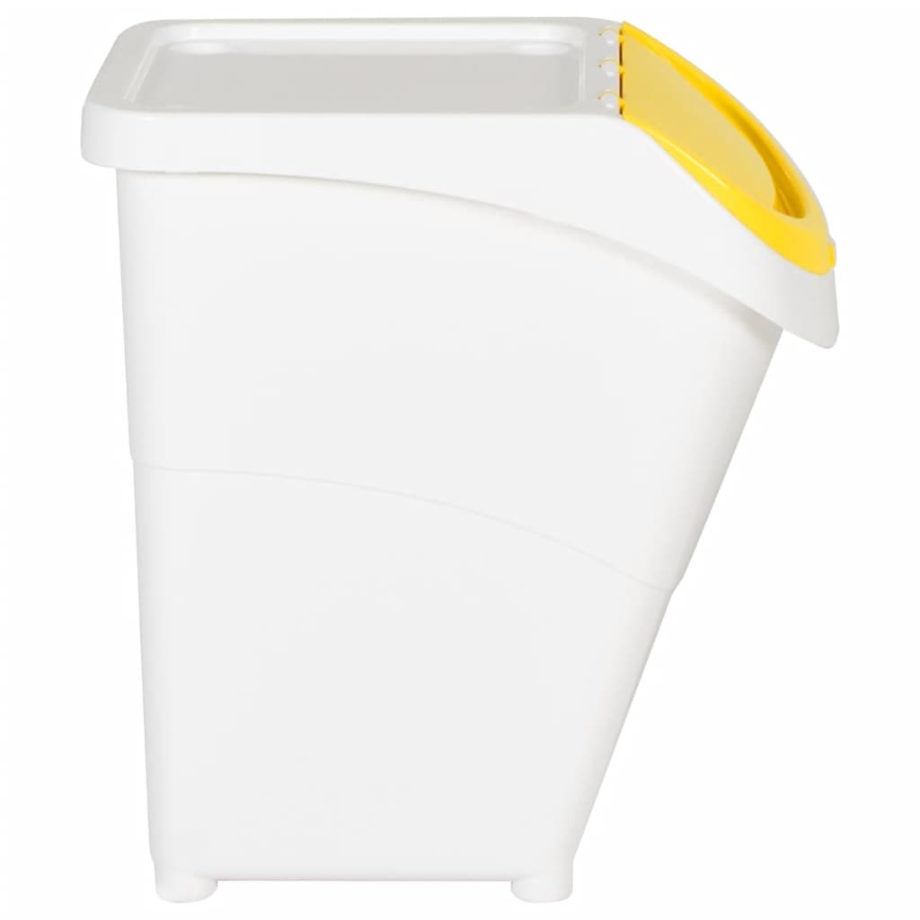 Waste bins with lids 3 pcs. Stackable White PP 120 L