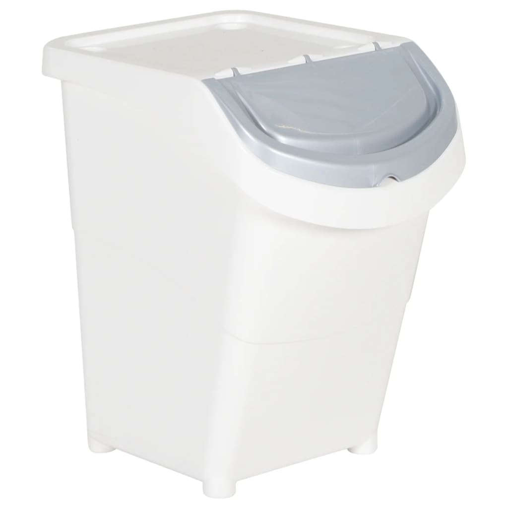 Waste bins with lids 3 pcs. Stackable White PP 120 L