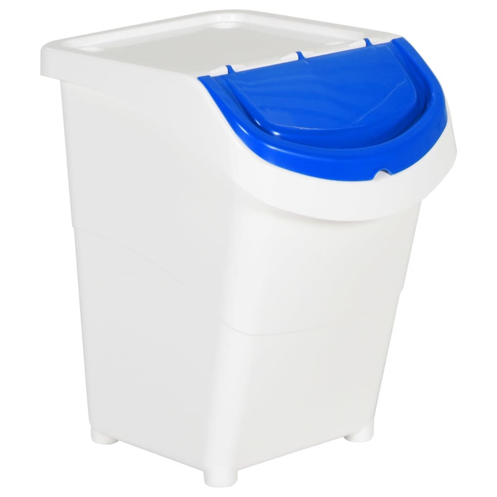Waste bins with lids 3 pcs. Stackable White PP 120 L