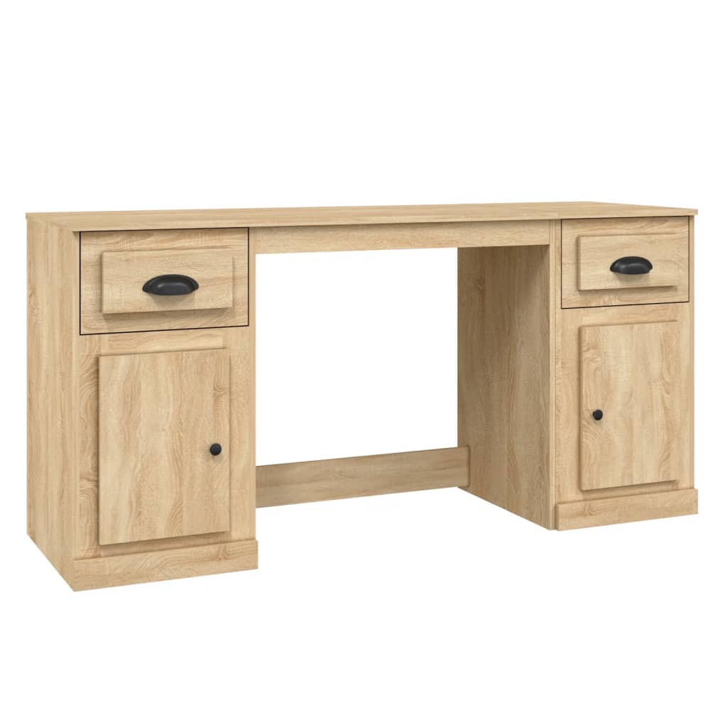 Desk with Storage Sonoma Oak Engineered Wood