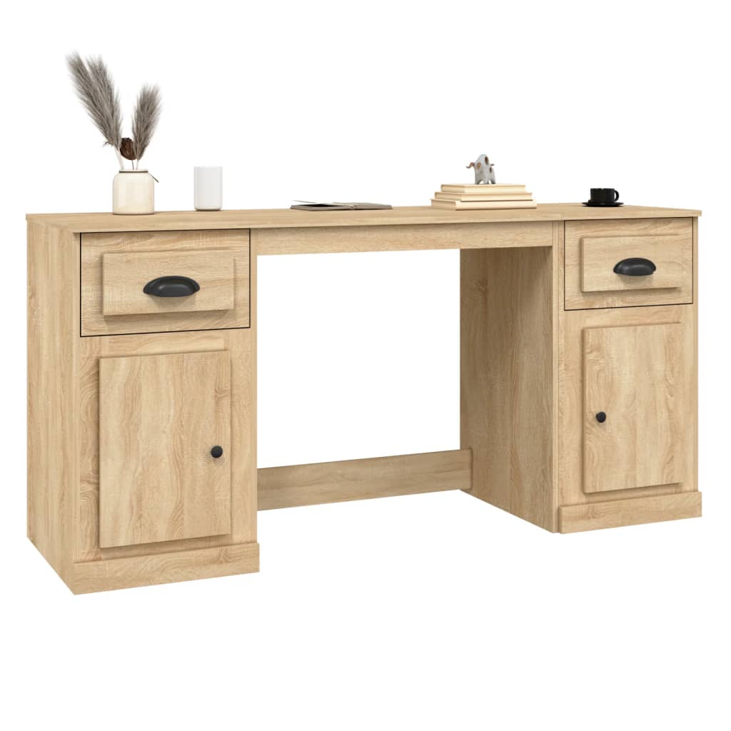 Desk with Storage Sonoma Oak Engineered Wood