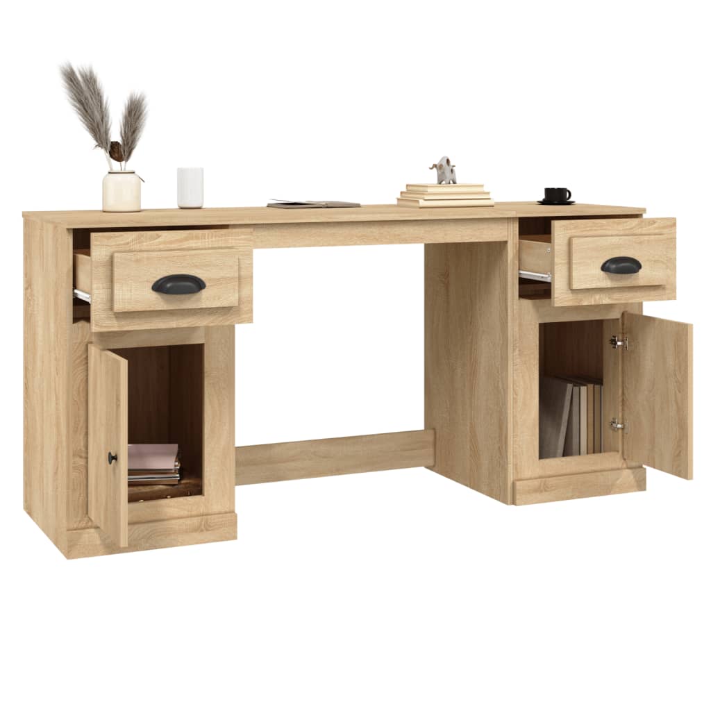 Desk with Storage Sonoma Oak Engineered Wood