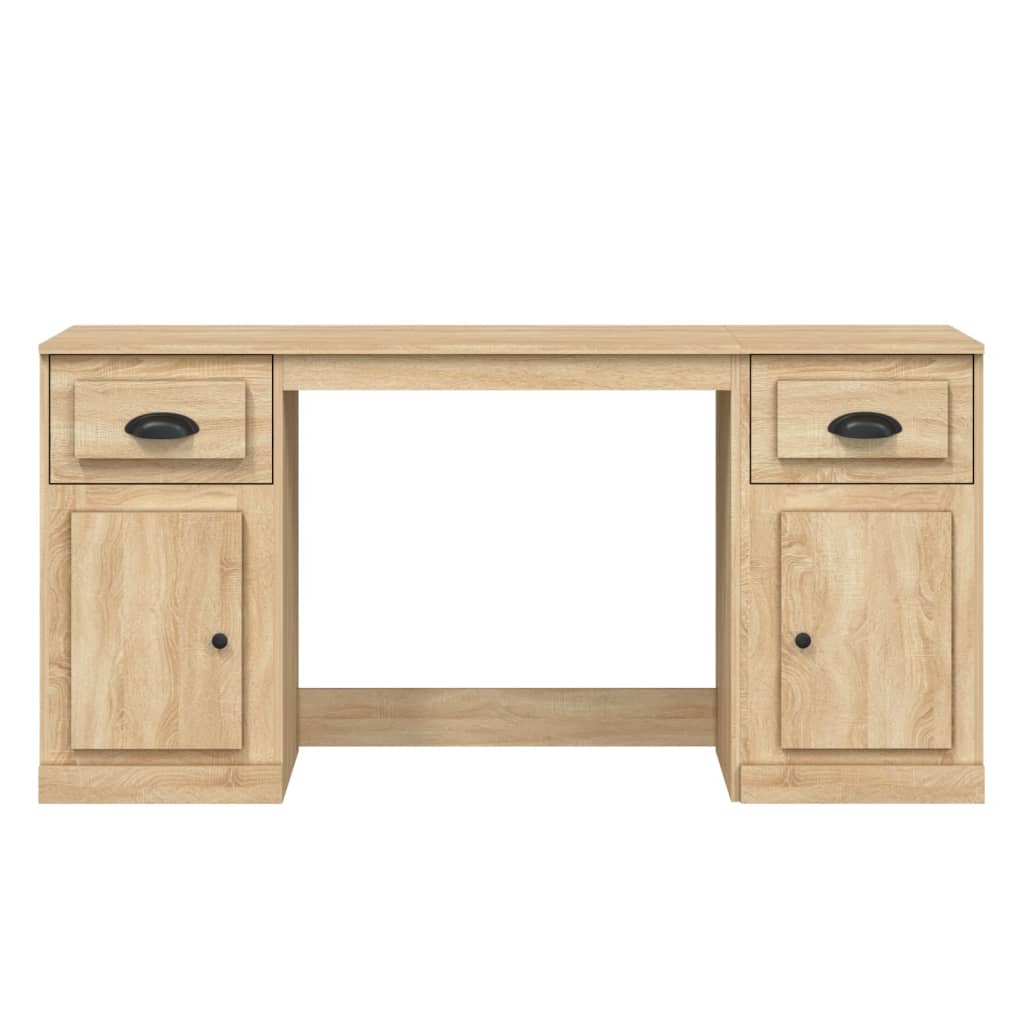 Desk with Storage Sonoma Oak Engineered Wood