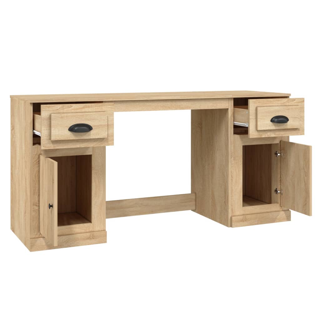 Desk with Storage Sonoma Oak Engineered Wood