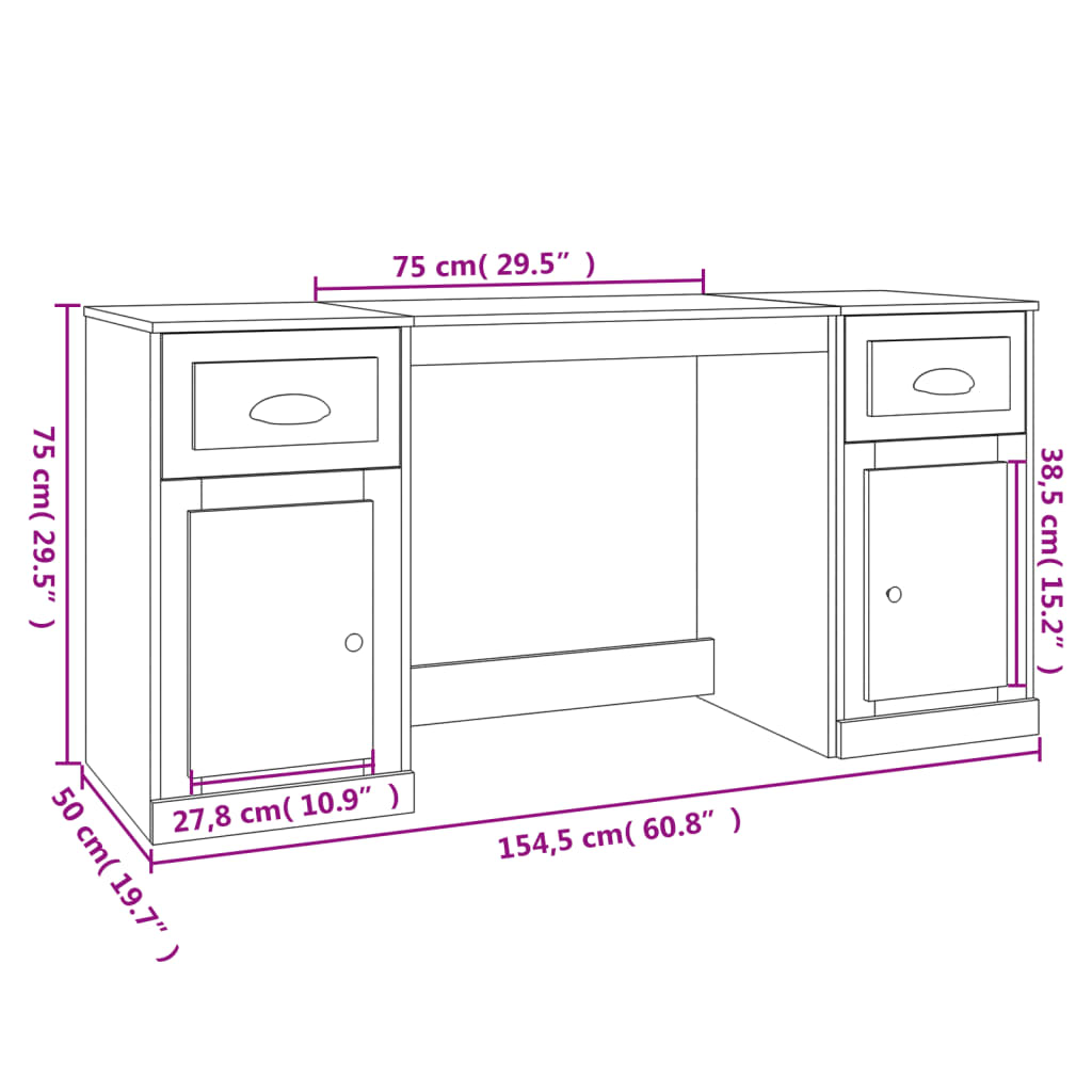 Desk with Storage Sonoma Oak Engineered Wood