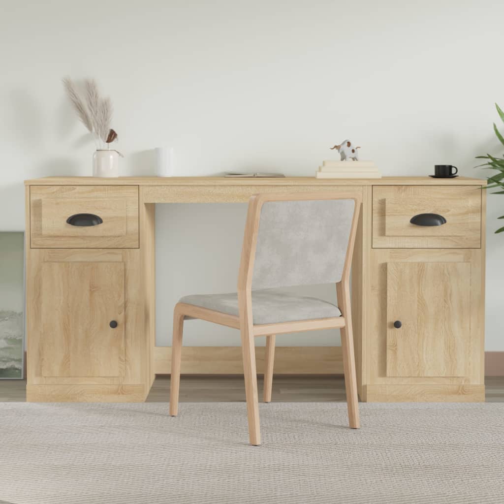 Desk with Storage Sonoma Oak Engineered Wood