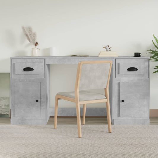 Bureau avec rangements Béton gris Bois d'ingénierie