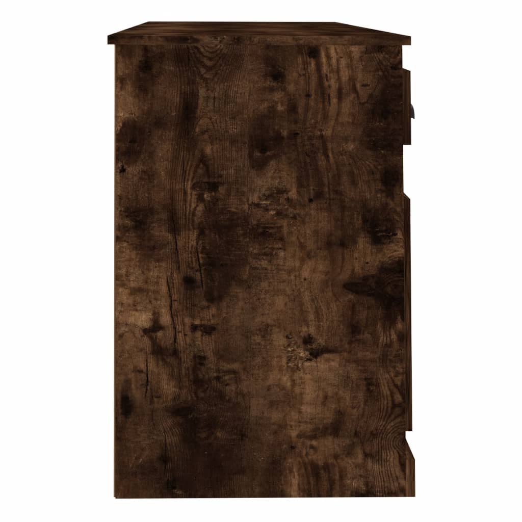 Schreibtisch mit Stauraum Räuchereiche Holzwerkstoff