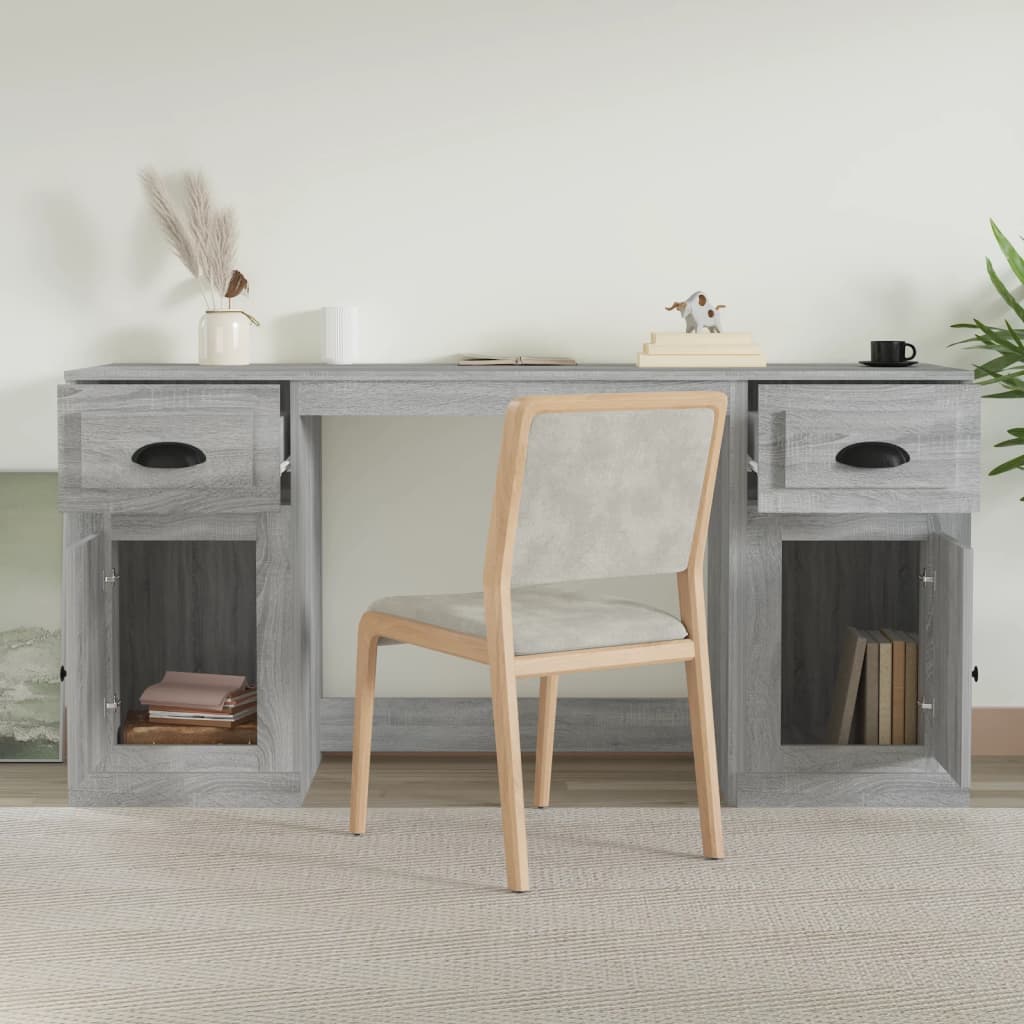 Desk with Storage, Grey Sonoma Engineered Wood