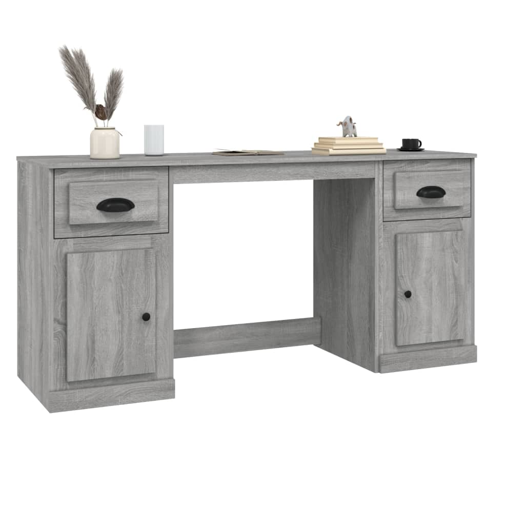 Desk with Storage, Grey Sonoma Engineered Wood