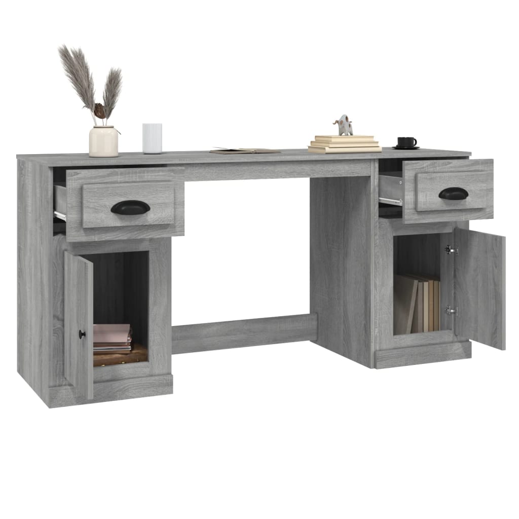 Desk with Storage, Grey Sonoma Engineered Wood