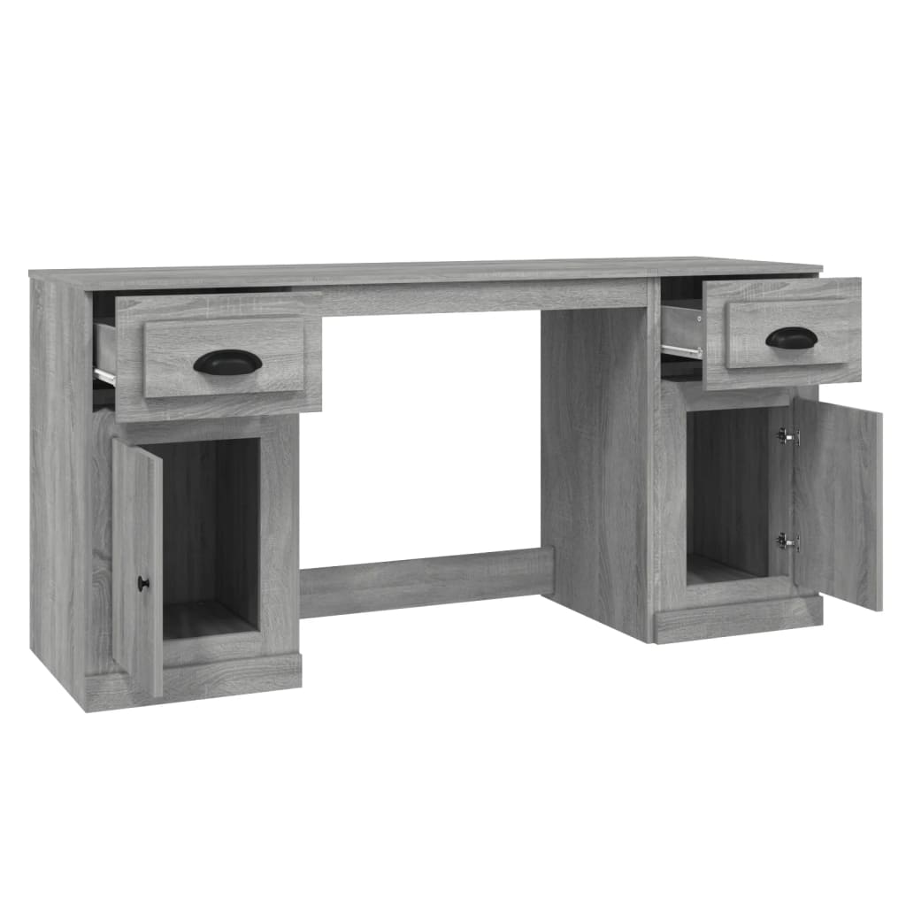Desk with Storage, Grey Sonoma Engineered Wood