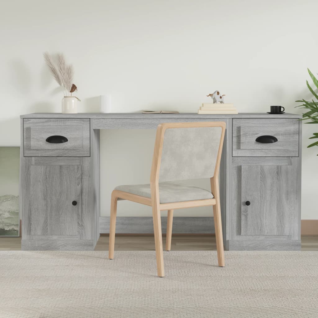 Desk with Storage, Grey Sonoma Engineered Wood