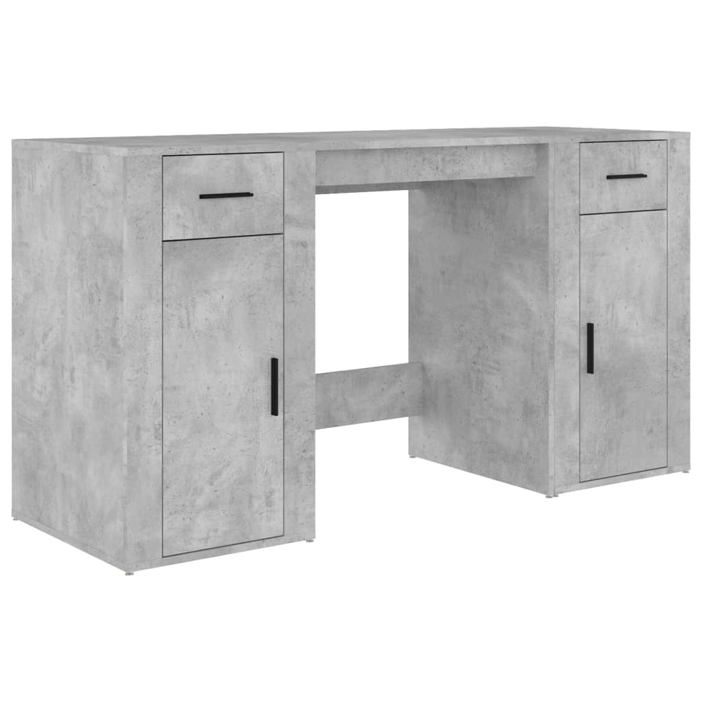 Desk with Storage Concrete Grey Engineered Wood