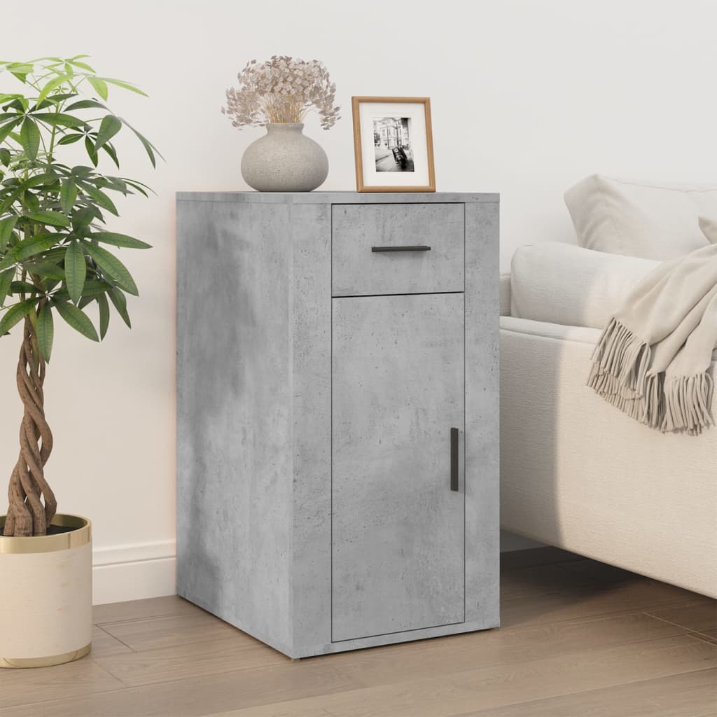 Desk with Storage Concrete Grey Engineered Wood
