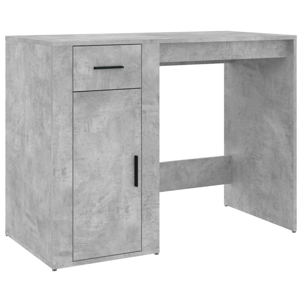 Desk with Storage Concrete Grey Engineered Wood