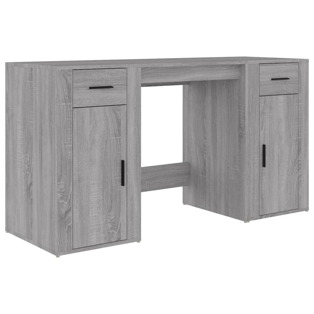 Desk with Storage Grey Sonoma Wood Material