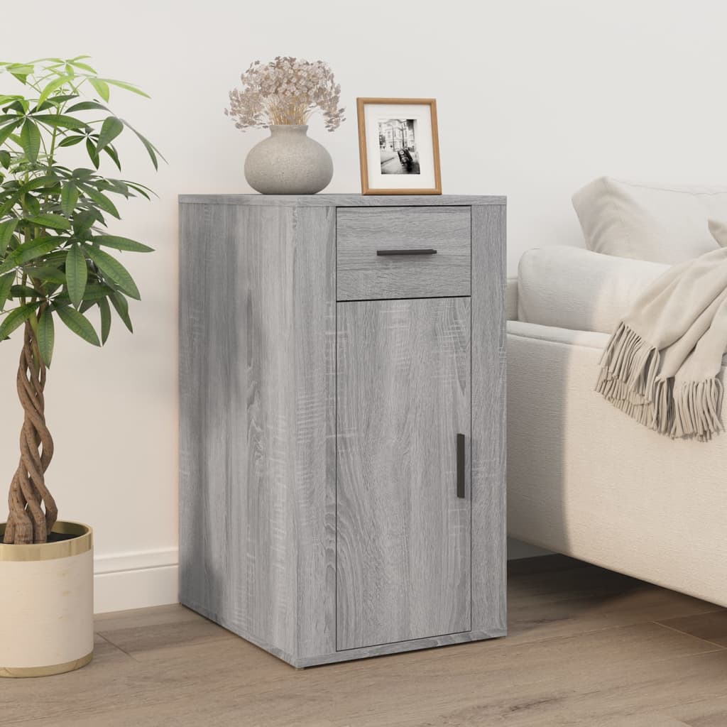 Desk with Storage Grey Sonoma Wood Material
