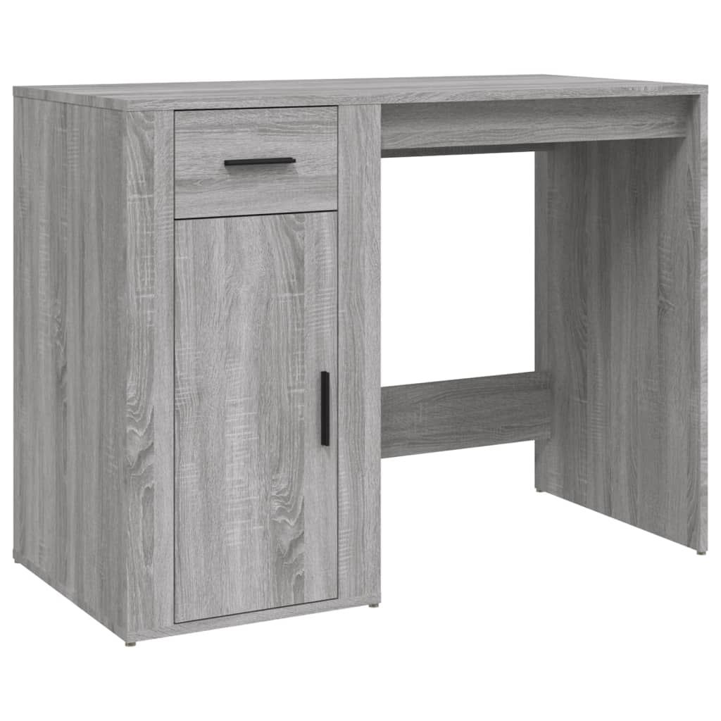 Desk with Storage Grey Sonoma Wood Material