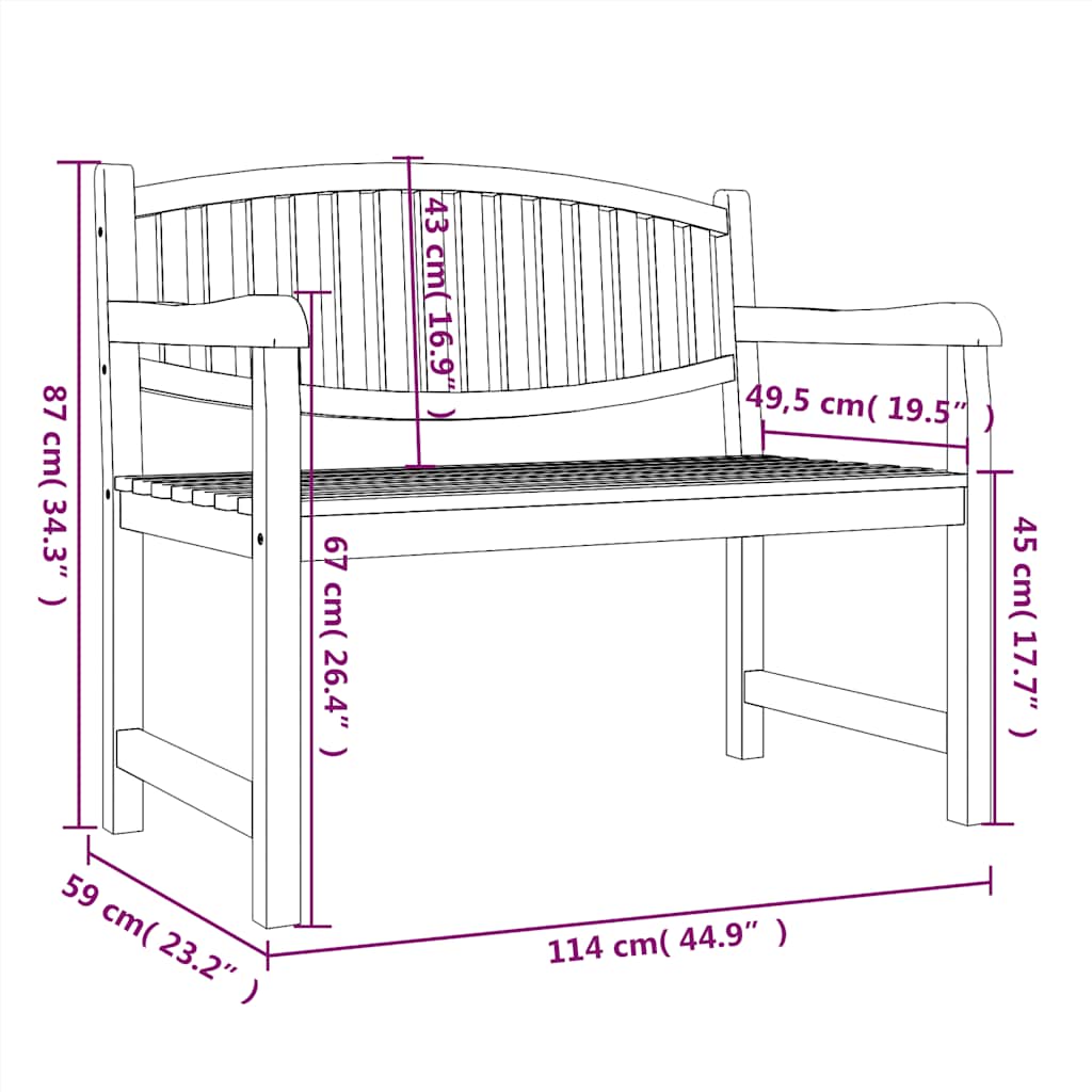 Gartenbank 114x59x87 cm Massivholz Teak