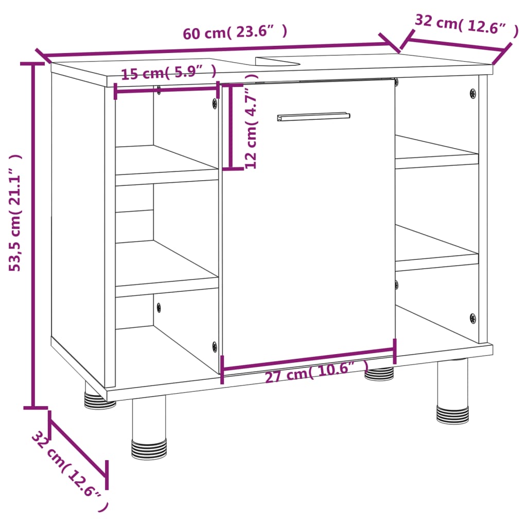 4-tlg. Badmöbel-Set Räuchereiche Holzwerkstoff
