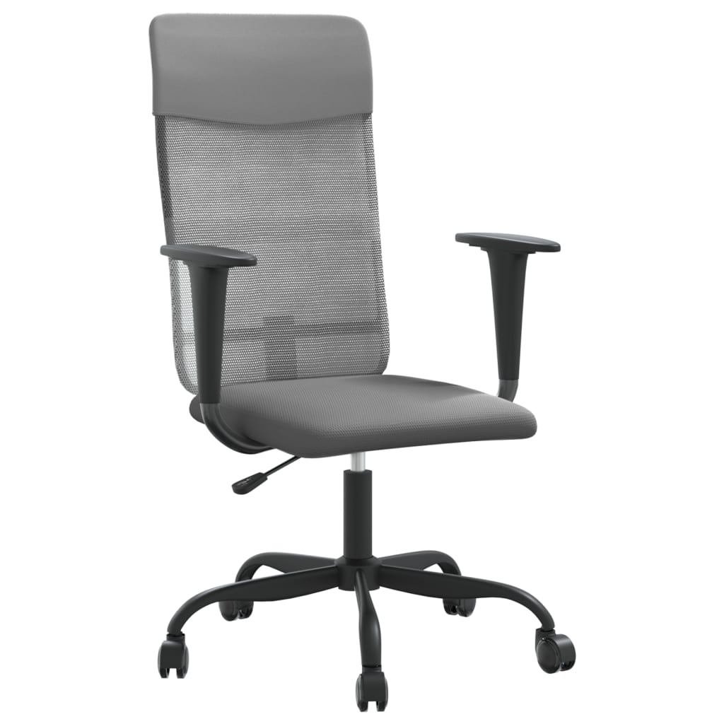 Office Chair Height Adjustable Grey Mesh and Faux Leather