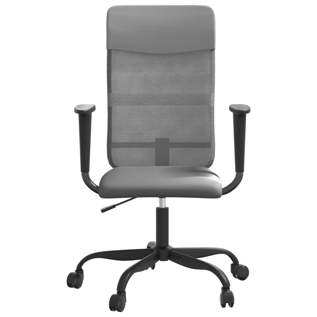 Office Chair Height Adjustable Grey Mesh and Faux Leather